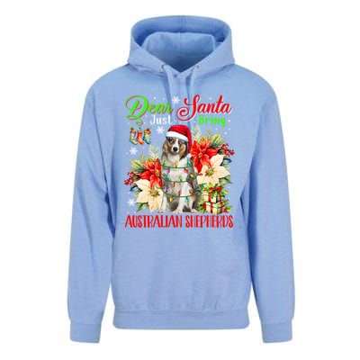 Just Bring Australian Shepherds Christmas Flowers Santa Dog Gift Unisex Surf Hoodie