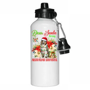 Just Bring Australian Shepherds Christmas Flowers Santa Dog Gift Aluminum Water Bottle