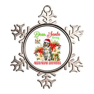 Just Bring Australian Shepherds Christmas Flowers Santa Dog Gift Metallic Star Ornament