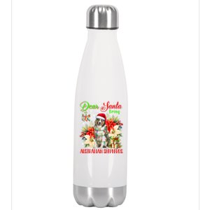 Just Bring Australian Shepherds Christmas Flowers Santa Dog Gift Stainless Steel Insulated Water Bottle