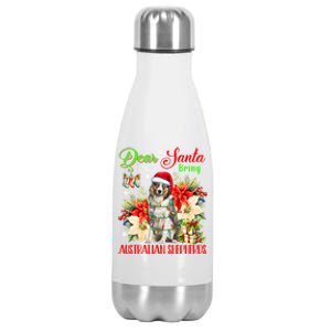 Just Bring Australian Shepherds Christmas Flowers Santa Dog Gift Stainless Steel Insulated Water Bottle