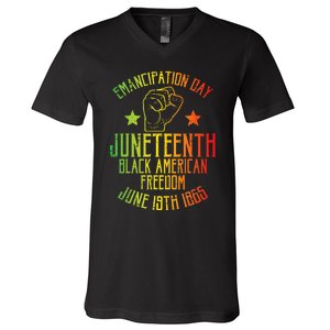 Juneteenth Black American Freedom June 19th Emancipation Day V-Neck T-Shirt