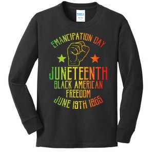 Juneteenth Black American Freedom June 19th Emancipation Day Kids Long Sleeve Shirt