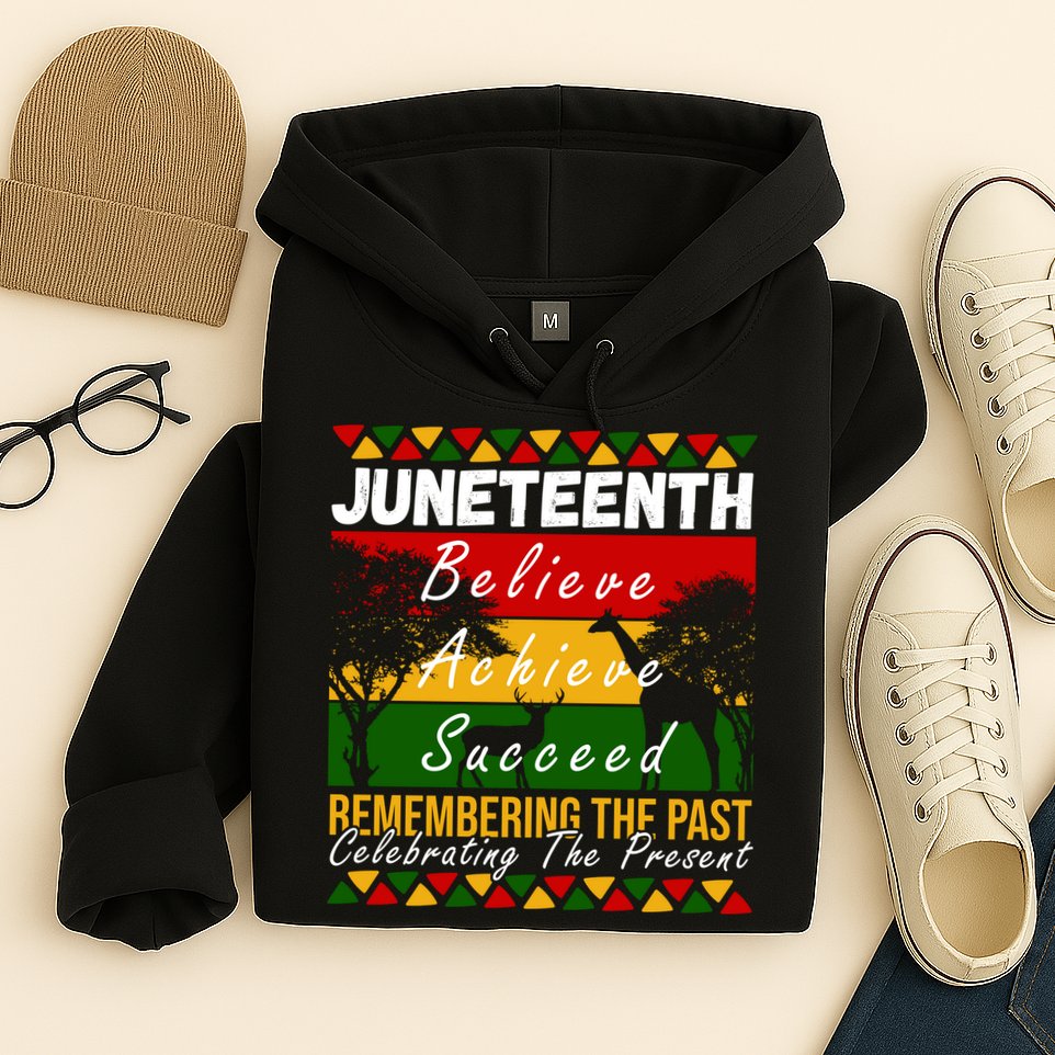 Juneteenth Believe Achieve Succeed Africa Hoodie