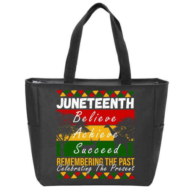Juneteenth Believe Achieve Succeed Africa Zip Tote Bag