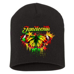 Juneteenth Butterfly African American Black Women 1865 Short Acrylic Beanie