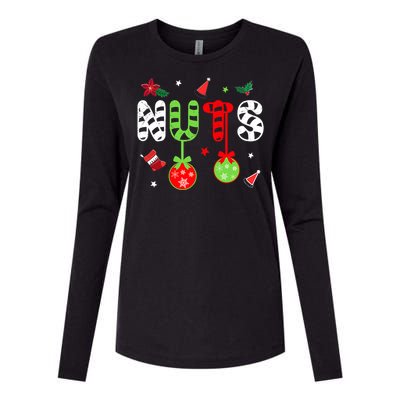 Jingle Balls and Tinsel Tits Fun Christmas Couple Chestnuts Womens Cotton Relaxed Long Sleeve T-Shirt