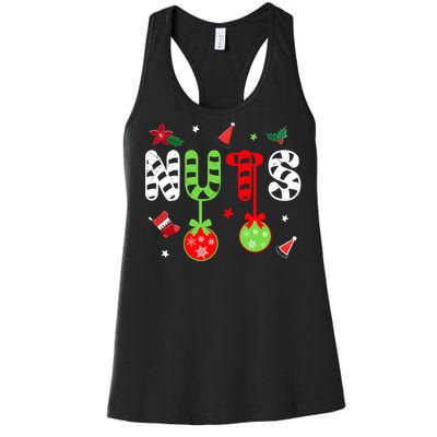 Jingle Balls and Tinsel Tits Fun Christmas Couple Chestnuts Women's Racerback Tank