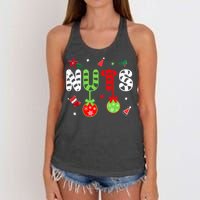 Jingle Balls and Tinsel Tits Fun Christmas Couple Chestnuts Women's Knotted Racerback Tank