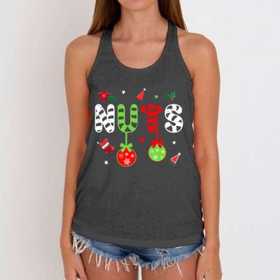 Jingle Balls and Tinsel Tits Fun Christmas Couple Chestnuts Women's Knotted Racerback Tank