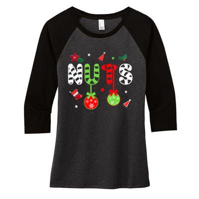 Jingle Balls and Tinsel Tits Fun Christmas Couple Chestnuts Women's Tri-Blend 3/4-Sleeve Raglan Shirt