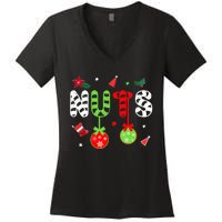 Jingle Balls and Tinsel Tits Fun Christmas Couple Chestnuts Women's V-Neck T-Shirt