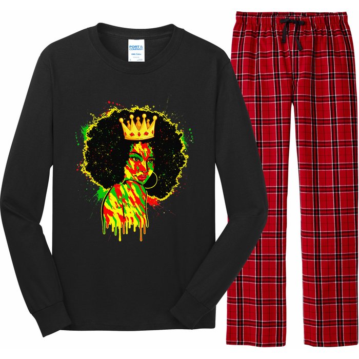 Juneteenth Black Afro Melanin Woman Dripping Art Long Sleeve Pajama Set