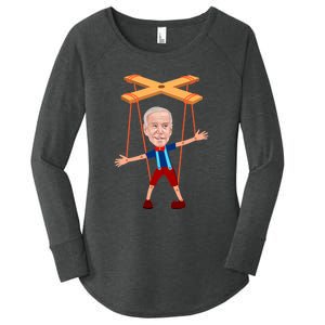 Joe Biden As A Puppet Funny Anti Biden Women's Perfect Tri Tunic Long Sleeve Shirt