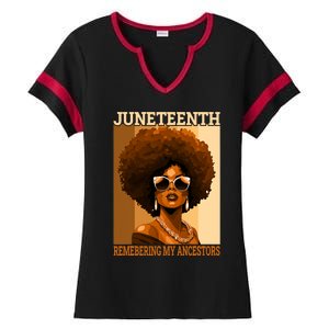 Juneteenth Black African Women Hair Remembering My Ancestors Ladies Halftime Notch Neck Tee