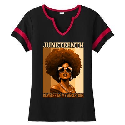 Juneteenth Black African Women Hair Remembering My Ancestors Ladies Halftime Notch Neck Tee