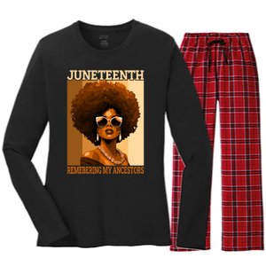 Juneteenth Black African Women Hair Remembering My Ancestors Women's Long Sleeve Flannel Pajama Set 