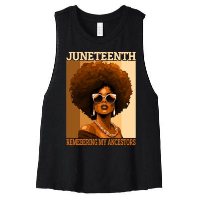 Juneteenth Black African Women Hair Remembering My Ancestors Women's Racerback Cropped Tank