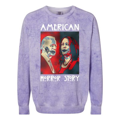 Joe Biden And Kamala Harris American Horror Story Halloween 2024 Colorblast Crewneck Sweatshirt