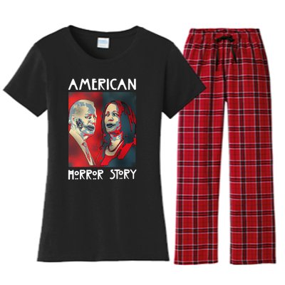 Joe Biden And Kamala Harris American Horror Story Halloween 2024 Women's Flannel Pajama Set