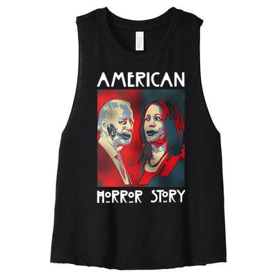 Joe Biden And Kamala Harris American Horror Story Halloween 2024 Women's Racerback Cropped Tank