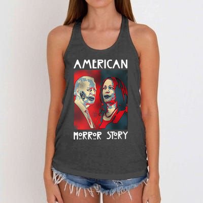 Joe Biden And Kamala Harris American Horror Story Halloween 2024 Women's Knotted Racerback Tank