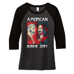 Joe Biden And Kamala Harris American Horror Story Halloween 2024 Women's Tri-Blend 3/4-Sleeve Raglan Shirt