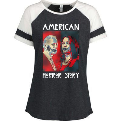 Joe Biden And Kamala Harris American Horror Story Halloween 2024 Enza Ladies Jersey Colorblock Tee