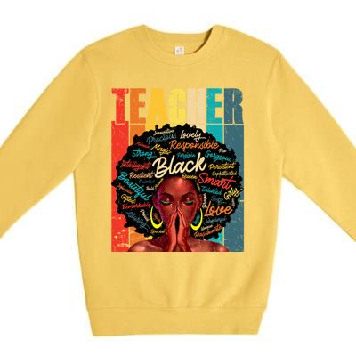 Juneteenth Black African American Teacher Pride Great Gift Premium Crewneck Sweatshirt