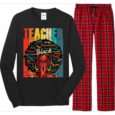 Juneteenth Black African American Teacher Pride Great Gift Long Sleeve Pajama Set