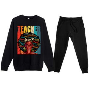 Juneteenth Black African American Teacher Pride Great Gift Premium Crewneck Sweatsuit Set