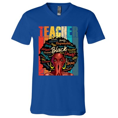 Juneteenth Black African American Teacher Pride Great Gift V-Neck T-Shirt