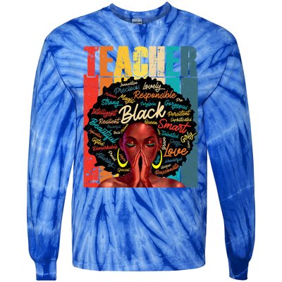 Juneteenth Black African American Teacher Pride Great Gift Tie-Dye Long Sleeve Shirt