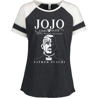 JoJos Bizarre Adventure Stone Ocean Father Enrico Pucchi Enza Ladies Jersey Colorblock Tee