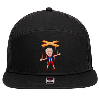 Joe Biden As A Puppet 7 Panel Mesh Trucker Snapback Hat