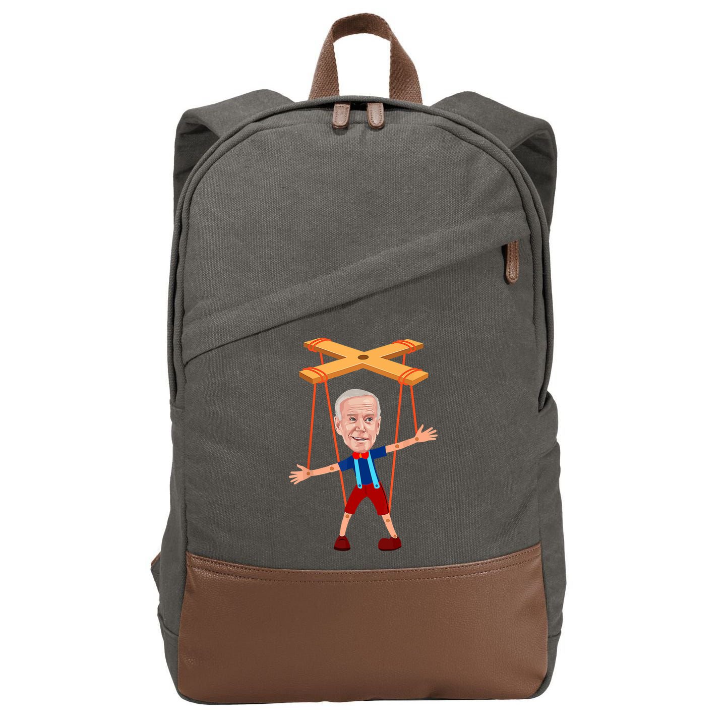 Joe Biden As A Puppet Cotton Canvas Backpack