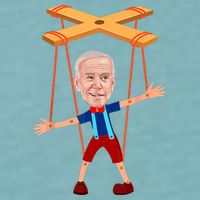 Joe Biden As A Puppet Sueded Cloud Jersey T-Shirt