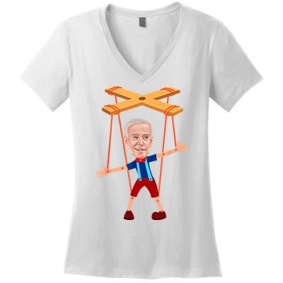 Joe Biden As A Puppet Women's V-Neck T-Shirt