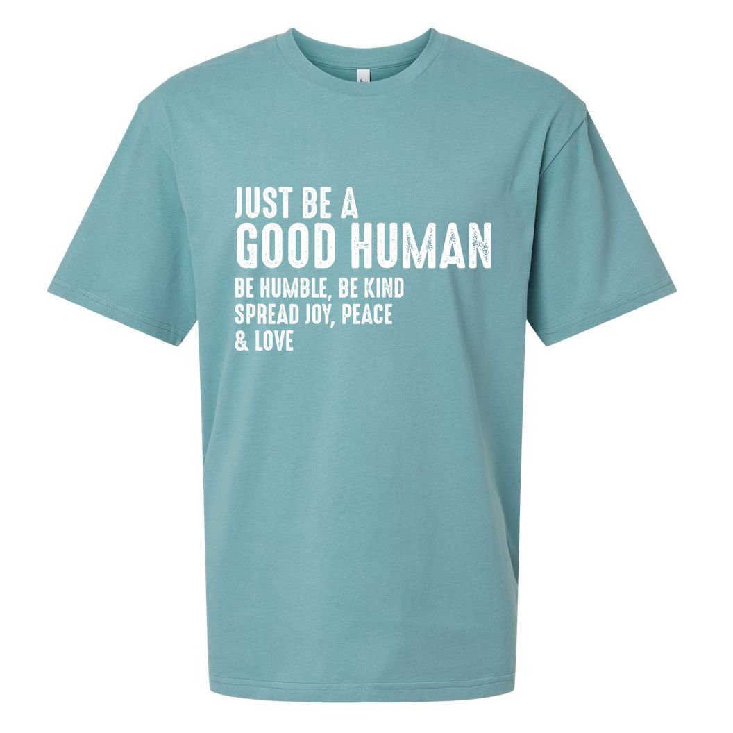 Just Be A Good Human Be Humble Be Kind Spread Joy Gift Sueded Cloud Jersey T-Shirt