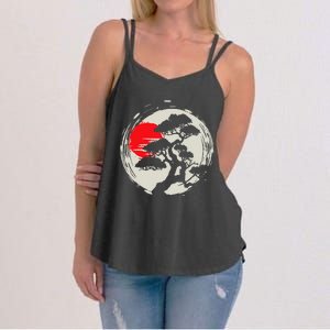 Japanese Bonsai Art Sunset Tree Lover Gardening Planting Women's Strappy Tank