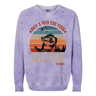 Joe Biden Buy A Man Eat Fish Fishing Retro Vintage Colorblast Crewneck Sweatshirt