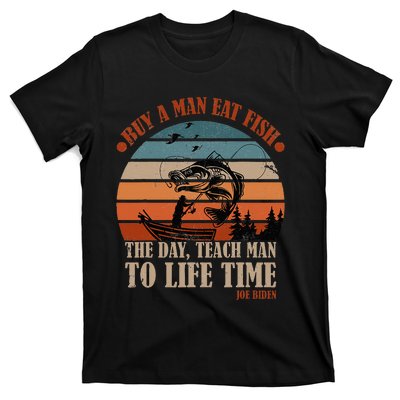 Joe Biden Buy A Man Eat Fish Fishing Retro Vintage T-Shirt