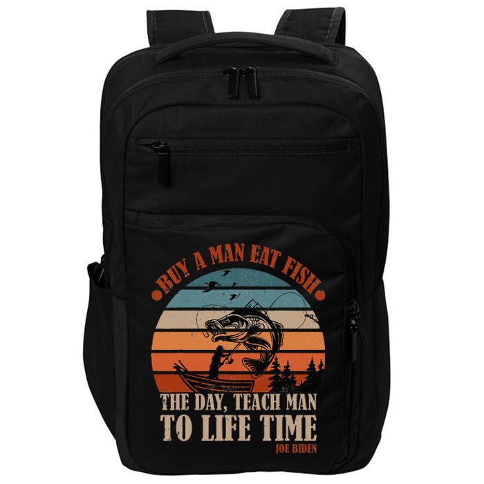 Joe Biden Buy A Man Eat Fish Fishing Retro Vintage Impact Tech Backpack