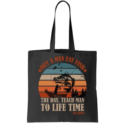 Joe Biden Buy A Man Eat Fish Fishing Retro Vintage Tote Bag