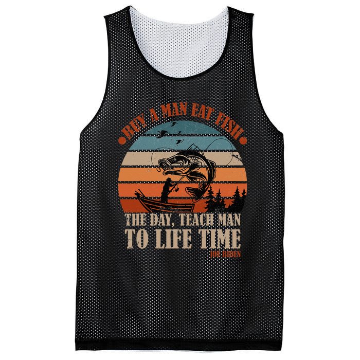 Joe Biden Buy A Man Eat Fish Fishing Retro Vintage Mesh Reversible Basketball Jersey Tank