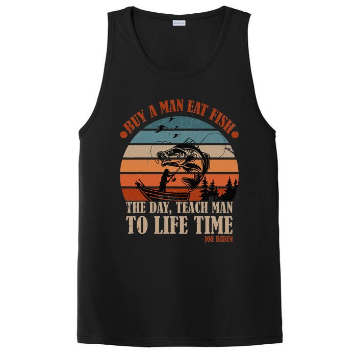 Joe Biden Buy A Man Eat Fish Fishing Retro Vintage PosiCharge Competitor Tank