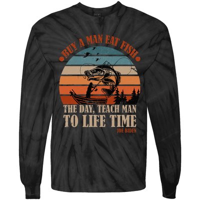 Joe Biden Buy A Man Eat Fish Fishing Retro Vintage Tie-Dye Long Sleeve Shirt