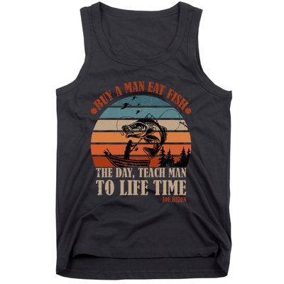 Joe Biden Buy A Man Eat Fish Fishing Retro Vintage Tank Top