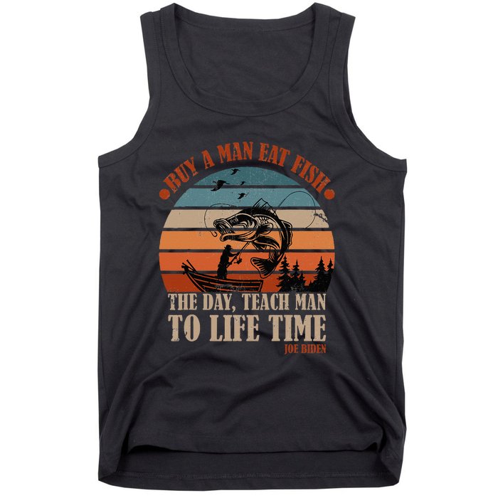 Joe Biden Buy A Man Eat Fish Fishing Retro Vintage Tank Top