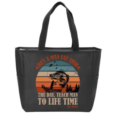 Joe Biden Buy A Man Eat Fish Fishing Retro Vintage Zip Tote Bag